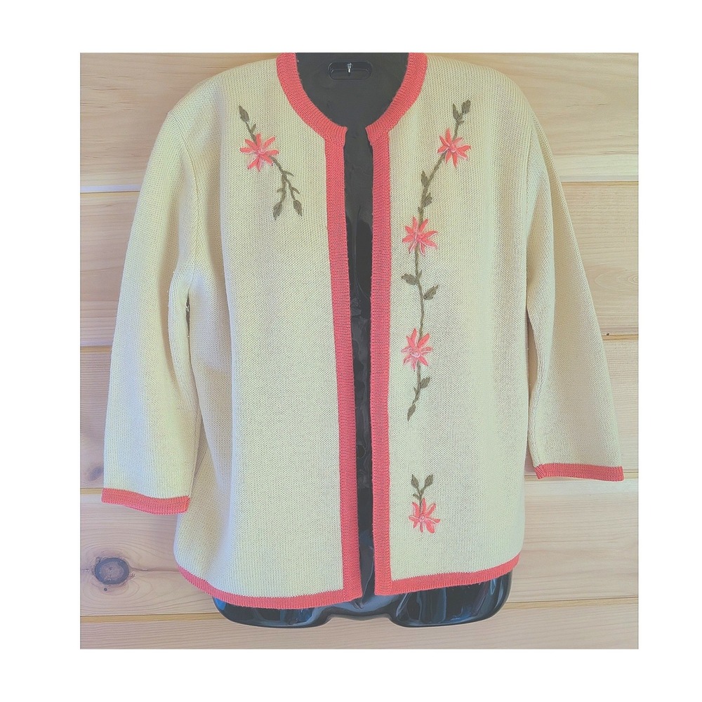 Miss Pernilla Open Cardigan S-M Vintage Floral Embroidered Cottagecore Retro